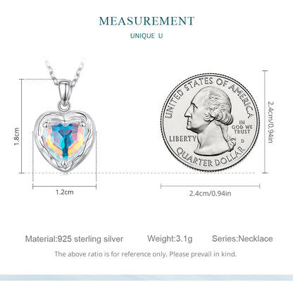Casual Love Heart Shape Sterling Silver Plating Inlay Glass Stone Zircon White Gold Plated Necklace