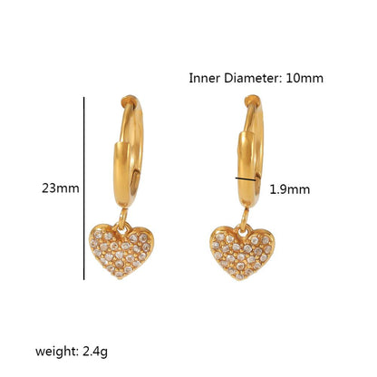 1 Pair Streetwear Hexagram Heart Shape Eye Polishing Plating Inlay Stainless Steel Zircon 18k Gold Plated Drop Earrings