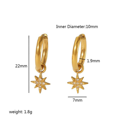 1 Pair Streetwear Hexagram Heart Shape Eye Polishing Plating Inlay Stainless Steel Zircon 18k Gold Plated Drop Earrings