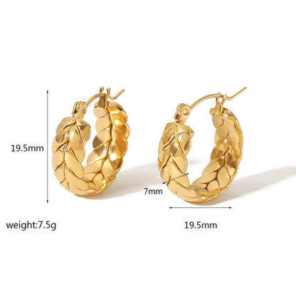 1 Pair Commute Round Polishing Plating Stainless Steel 18k Gold Plated Hoop Earrings