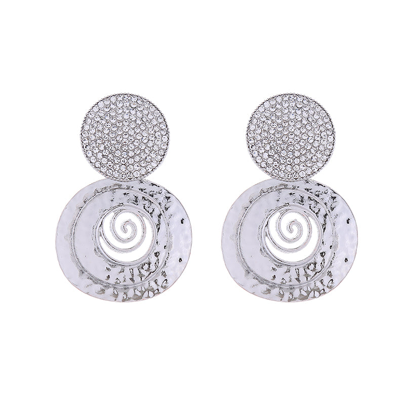 1 Pair Vintage Style Exaggerated Circle Plating Inlay Alloy Rhinestones Gold Plated Silver Plated Ear Studs