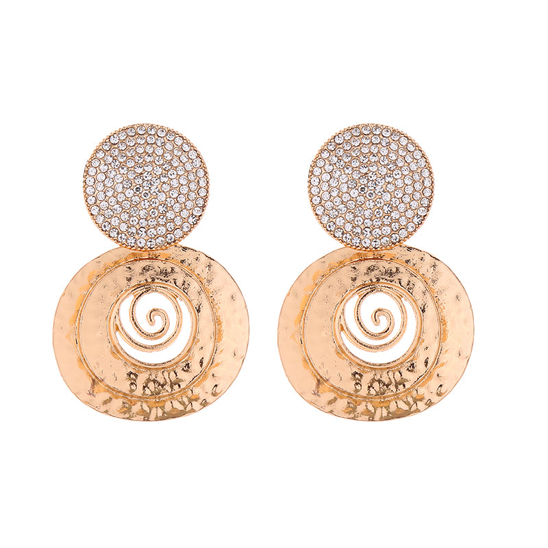 1 Pair Vintage Style Exaggerated Circle Plating Inlay Alloy Rhinestones Gold Plated Silver Plated Ear Studs