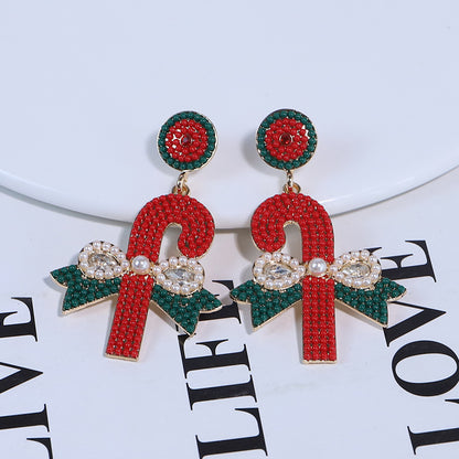 1 Piece Vintage Style Christmas Tree Enamel Plating Inlay Alloy Plastic Glass Glass Pearl Gold Plated Silver Plated Drop Earrings