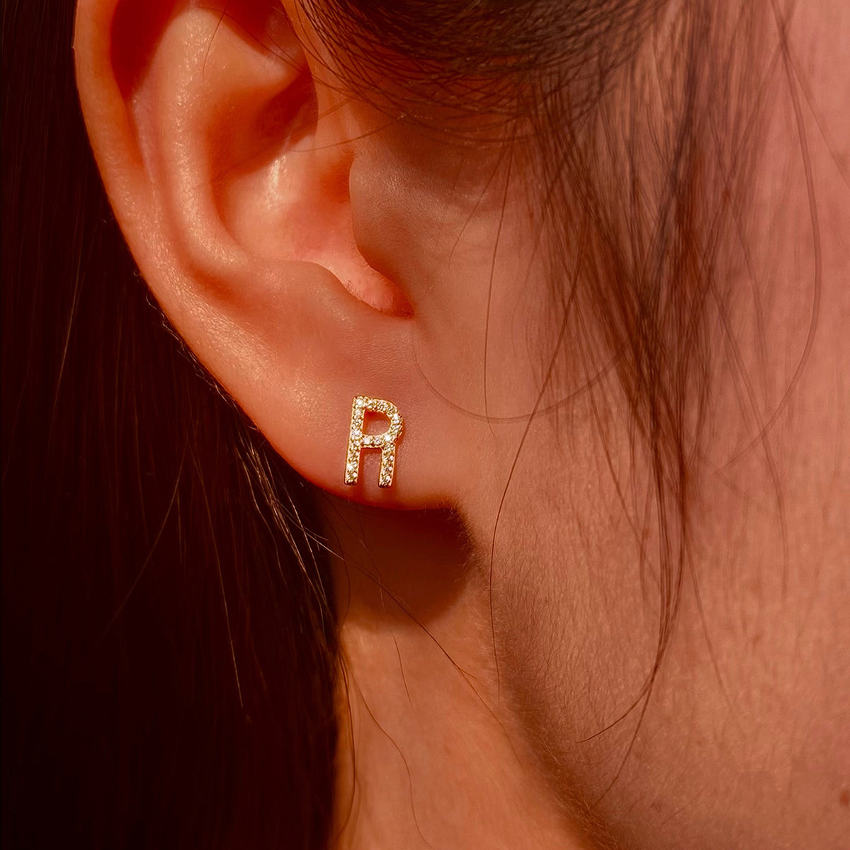 1 Pair Elegant Simple Style Letter Plating Inlay Sterling Silver Zircon Ear Studs