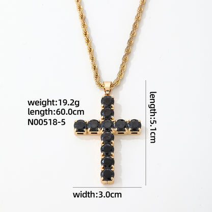 Hip-hop Vintage Style Simple Style Cross Stainless Steel Alloy Plating Inlay Zircon Gold Plated Silver Plated Men's Pendant Necklace