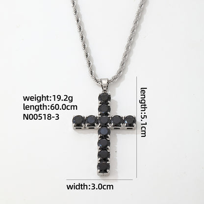 Hip-hop Vintage Style Simple Style Cross Stainless Steel Alloy Plating Inlay Zircon Gold Plated Silver Plated Men's Pendant Necklace