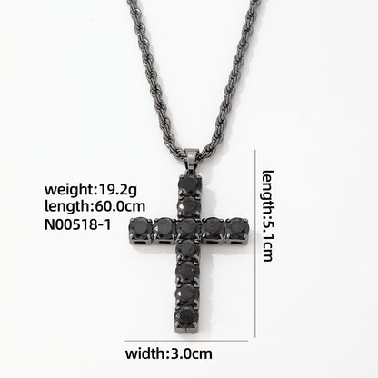 Hip-hop Vintage Style Simple Style Cross Stainless Steel Alloy Plating Inlay Zircon Gold Plated Silver Plated Men's Pendant Necklace