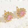 1 Pair Cute Simple Style Commute Round Flowers Copper Zircon 14k Gold Plated Ear Studs