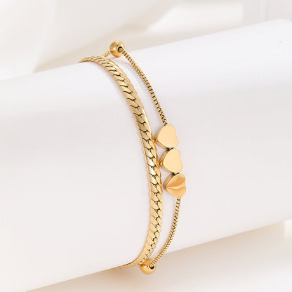 Simple Style Heart Shape Stainless Steel Plating 18k Gold Plated Bracelets