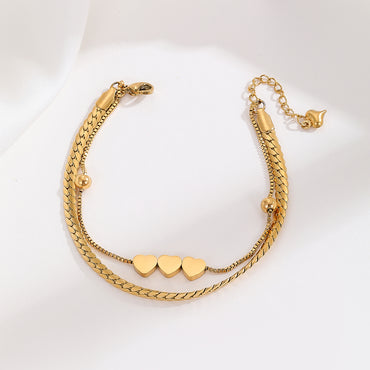 Simple Style Heart Shape Stainless Steel Plating 18k Gold Plated Bracelets