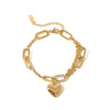 Wholesale Casual Hip-hop Modern Style Heart Shape Stainless Steel Plating 18k Gold Plated Bracelets