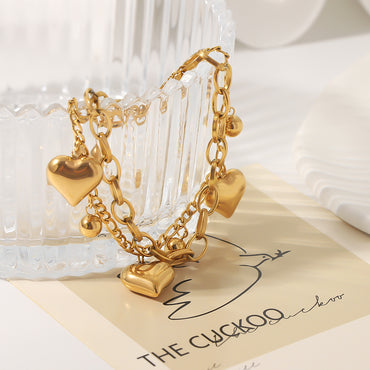 Casual Hip-hop Modern Style Round Heart Shape Stainless Steel Plating 18k Gold Plated Bracelets