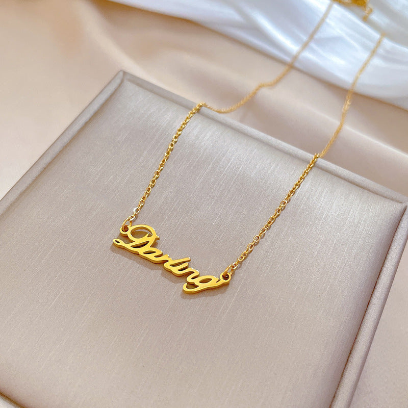 Vintage Style Classic Style Letter Titanium Steel Gold Plated Pendant Necklace