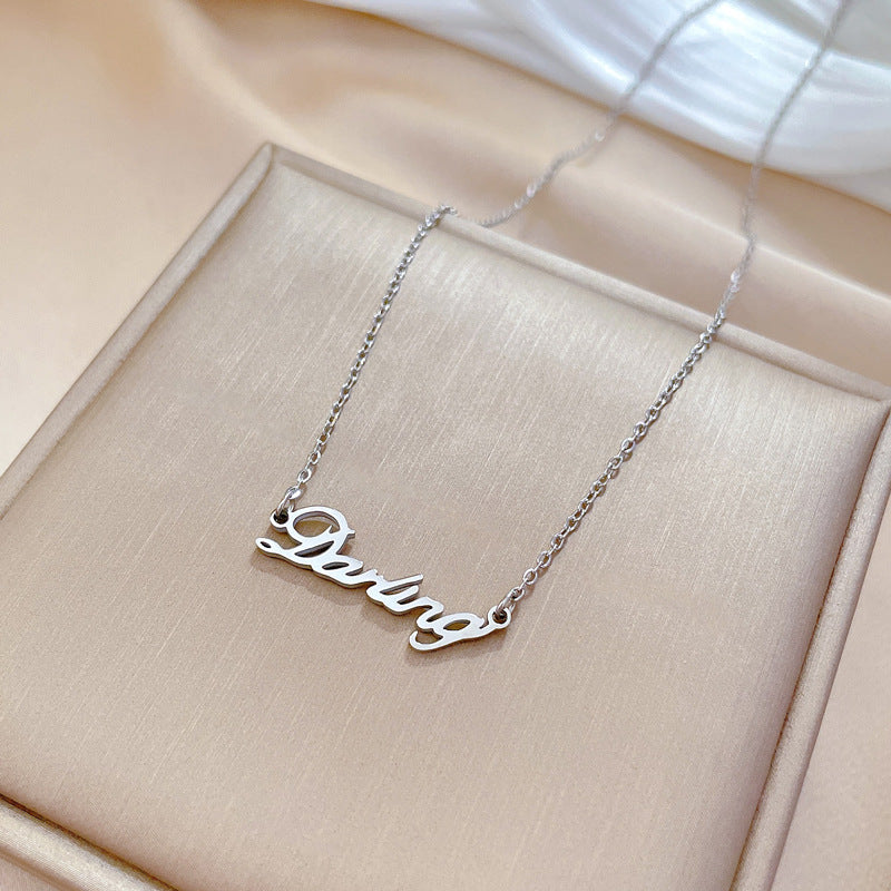 Vintage Style Classic Style Letter Titanium Steel Gold Plated Pendant Necklace