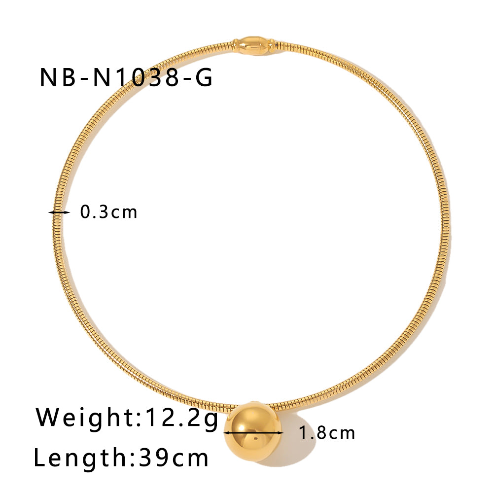 Hip-hop Modern Style Classic Style Round Heart Shape Ball Stainless Steel Plating 18k Gold Plated Necklace