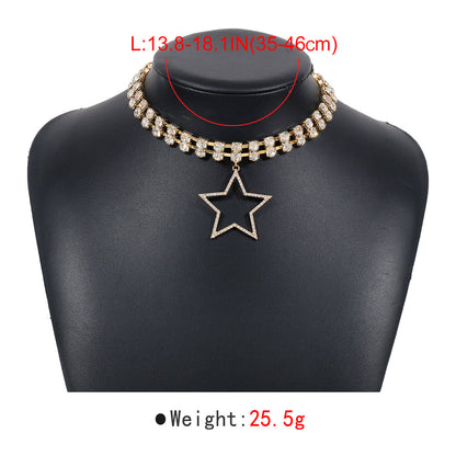 Modern Style Simple Style Pentagram Claw Chain Inlay Rhinestones Women's Pendant Necklace