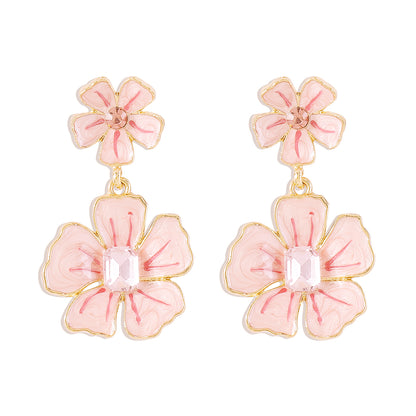 1 Pair Modern Style Sweet Simple Style Flower Alloy Drop Earrings