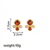 1 Pair Retro Flower Plating Inlay Copper Zircon 18k Gold Plated Ear Studs