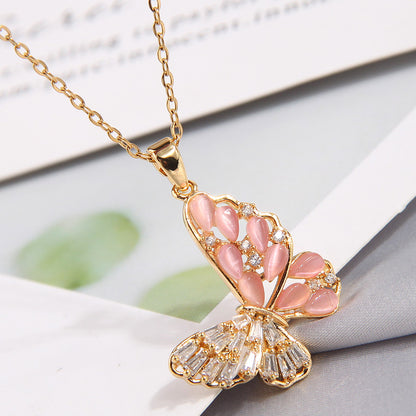 Sweet Butterfly Copper Zircon Pendant Necklace In Bulk