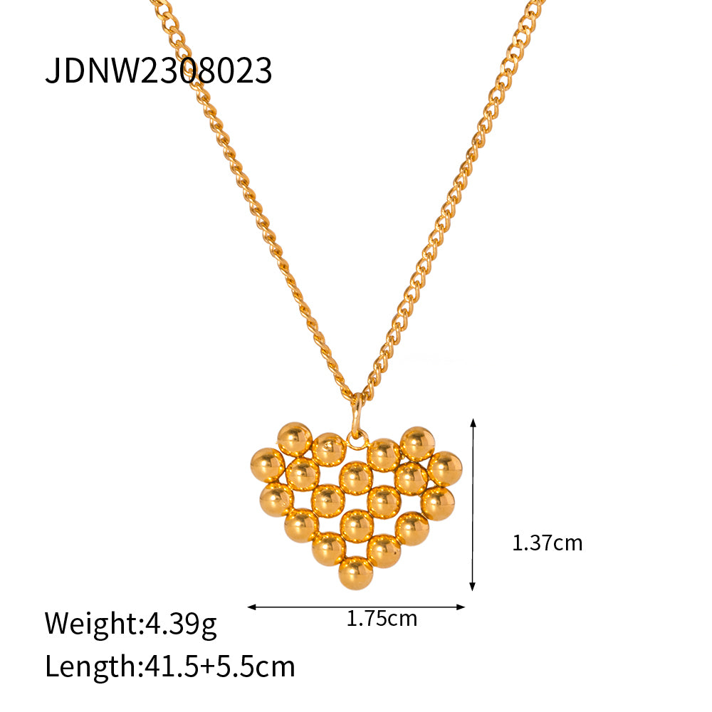 Ig Style Simple Style Heart Shape Stainless Steel Titanium Steel Plating 18k Gold Plated Pendant Necklace