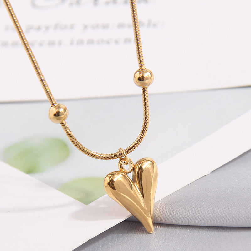 Simple Style Star Heart Shape Titanium Steel Pendant Necklace