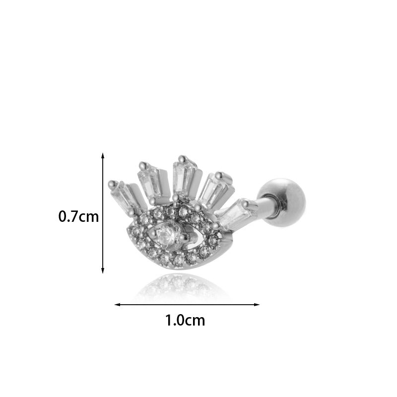 1 Piece Sweet Simple Style Eye Flower Butterfly Plating Inlay Stainless Steel Copper Zircon 18k Gold Plated Ear Studs