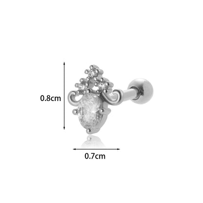 1 Piece Sweet Simple Style Eye Flower Butterfly Plating Inlay Stainless Steel Copper Zircon 18k Gold Plated Ear Studs