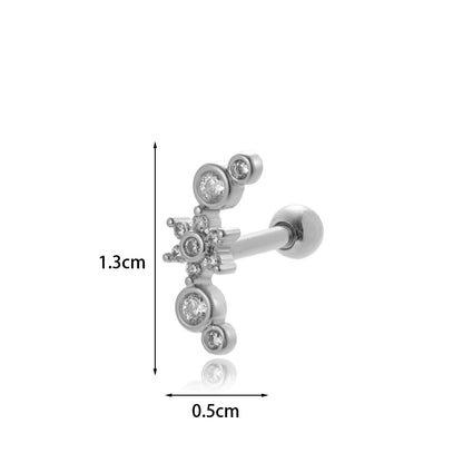 1 Piece Sweet Simple Style Eye Flower Butterfly Plating Inlay Stainless Steel Copper Zircon 18k Gold Plated Ear Studs