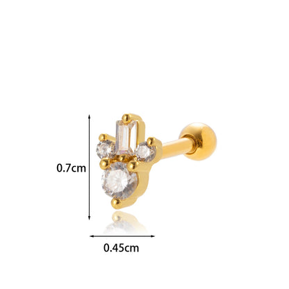 1 Piece Sweet Simple Style Eye Flower Butterfly Plating Inlay Stainless Steel Copper Zircon 18k Gold Plated Ear Studs