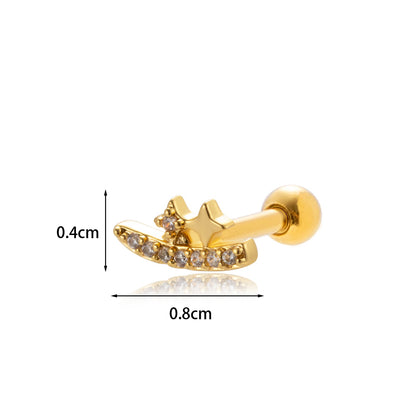 1 Piece Sweet Simple Style Eye Flower Butterfly Plating Inlay Stainless Steel Copper Zircon 18k Gold Plated Ear Studs