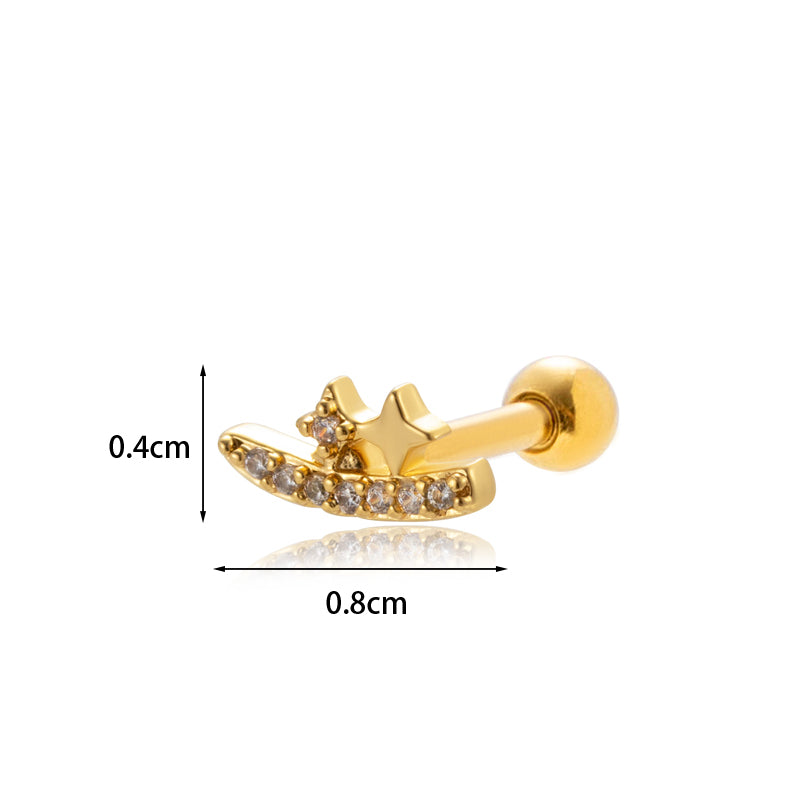 1 Piece Sweet Simple Style Eye Flower Butterfly Plating Inlay Stainless Steel Copper Zircon 18k Gold Plated Ear Studs