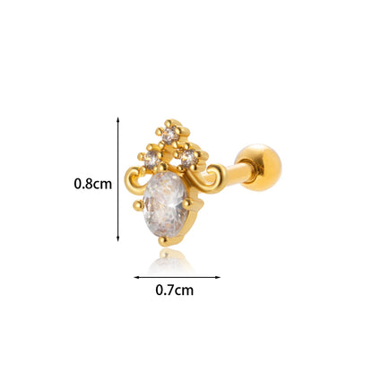 1 Piece Sweet Simple Style Eye Flower Butterfly Plating Inlay Stainless Steel Copper Zircon 18k Gold Plated Ear Studs