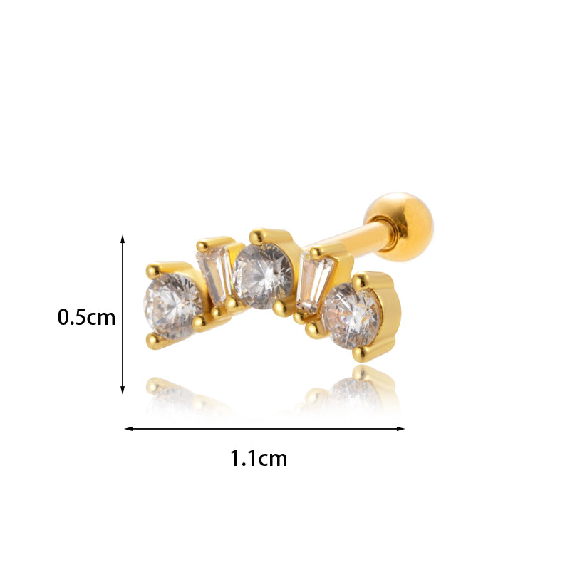 1 Piece Sweet Simple Style Eye Flower Butterfly Plating Inlay Stainless Steel Copper Zircon 18k Gold Plated Ear Studs