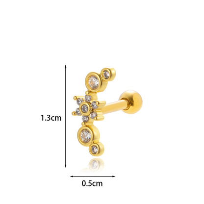 1 Piece Sweet Simple Style Eye Flower Butterfly Plating Inlay Stainless Steel Copper Zircon 18k Gold Plated Ear Studs