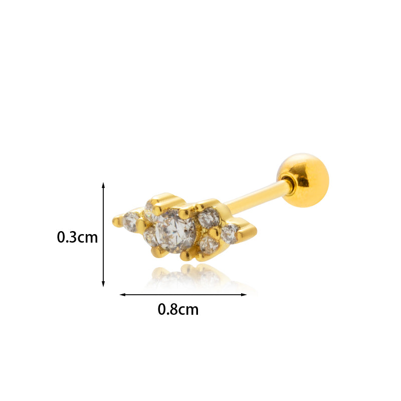 1 Piece Sweet Geometric Umbrella Plating Inlay Stainless Steel Copper Zircon 18k Gold Plated Ear Studs