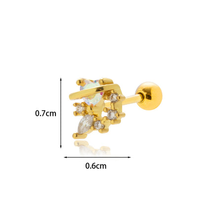 1 Piece Sweet Geometric Umbrella Plating Inlay Stainless Steel Copper Zircon 18k Gold Plated Ear Studs