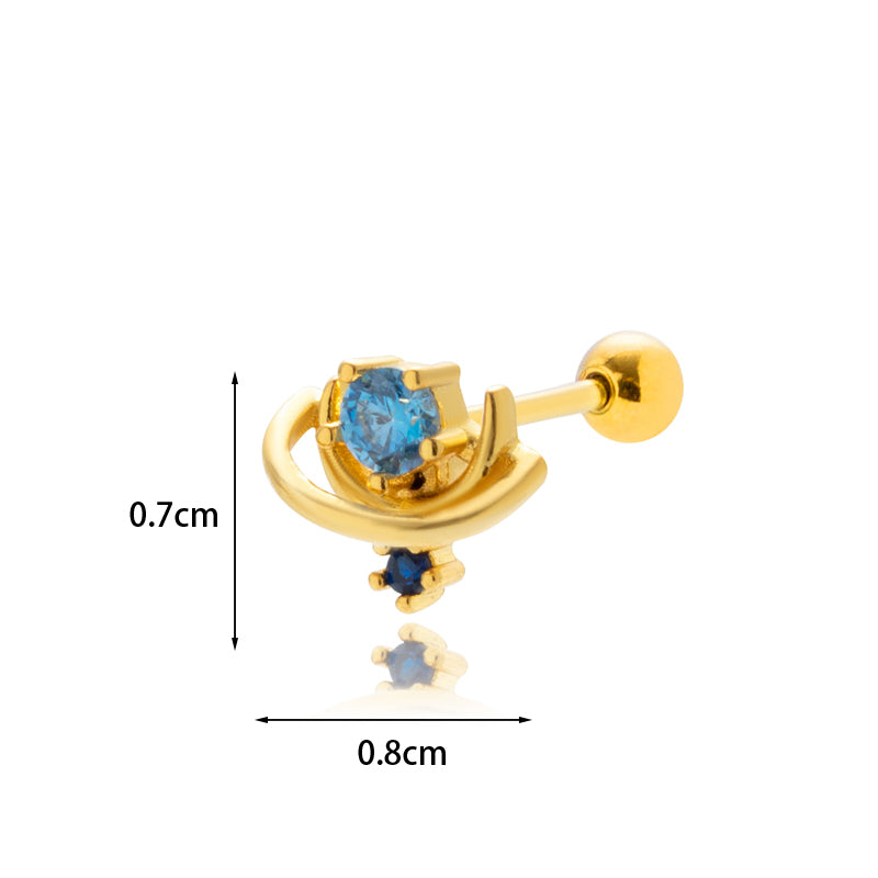 1 Piece Sweet Geometric Umbrella Plating Inlay Stainless Steel Copper Zircon 18k Gold Plated Ear Studs