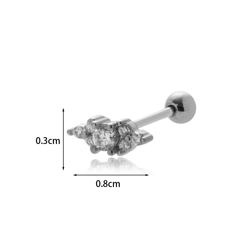 1 Piece Sweet Geometric Umbrella Plating Inlay Stainless Steel Copper Zircon 18k Gold Plated Ear Studs