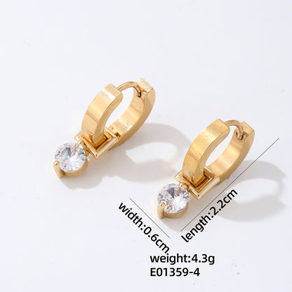 1 Pair Hip-hop Vintage Style Simple Style Star Plating Inlay Stainless Steel Copper Zircon Gold Plated Silver Plated Ear Clip