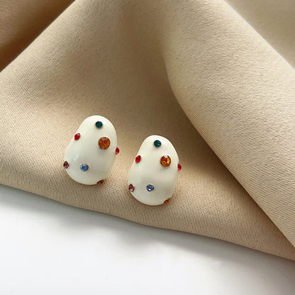 1 Pair Simple Style Classic Style Color Block Inlay Alloy Rhinestones Ear Studs