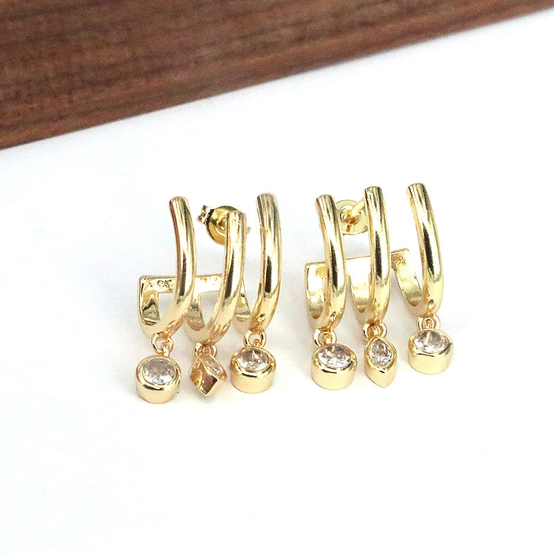 1 Pair Simple Style Classic Style Commute Solid Color Inlay Copper Zircon Drop Earrings