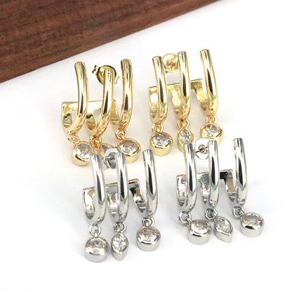 1 Pair Simple Style Classic Style Commute Solid Color Inlay Copper Zircon Drop Earrings