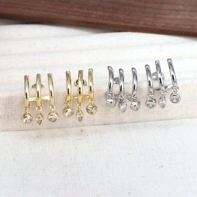 1 Pair Simple Style Classic Style Commute Solid Color Inlay Copper Zircon Drop Earrings