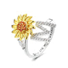 Vintage Style Letter Flower Copper Plating Inlay Zircon Open Rings