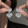 1 Pair Elegant Lady Heart Shape Inlay Copper Zircon Drop Earrings