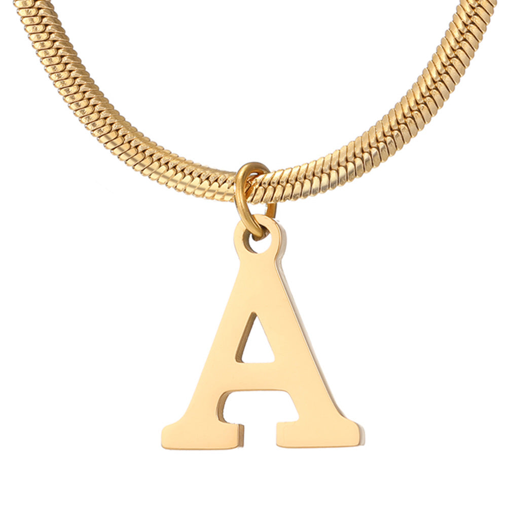 Wholesale Simple Style Letter Stainless Steel Titanium Steel Plating Gold Plated Pendant Necklace