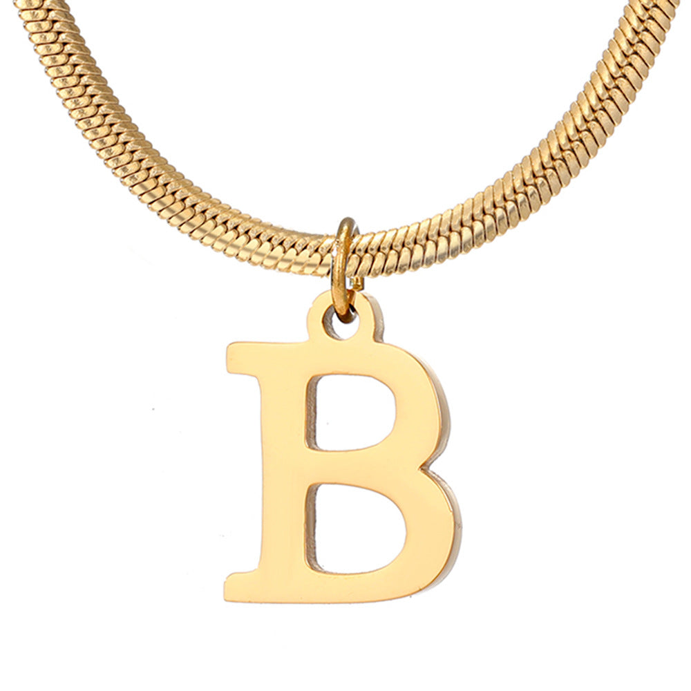 Wholesale Simple Style Letter Stainless Steel Titanium Steel Plating Gold Plated Pendant Necklace