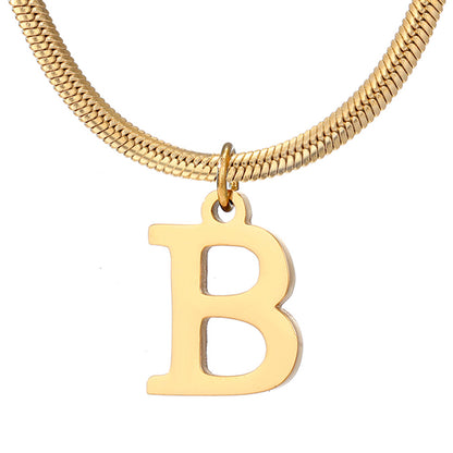 Wholesale Simple Style Letter Stainless Steel Titanium Steel Plating Gold Plated Pendant Necklace