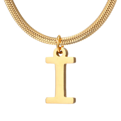 Wholesale Simple Style Letter Stainless Steel Titanium Steel Plating Gold Plated Pendant Necklace