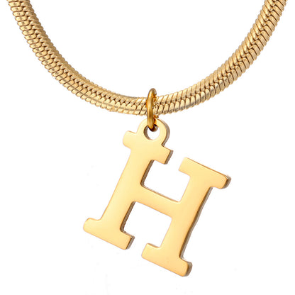 Wholesale Simple Style Letter Stainless Steel Titanium Steel Plating Gold Plated Pendant Necklace